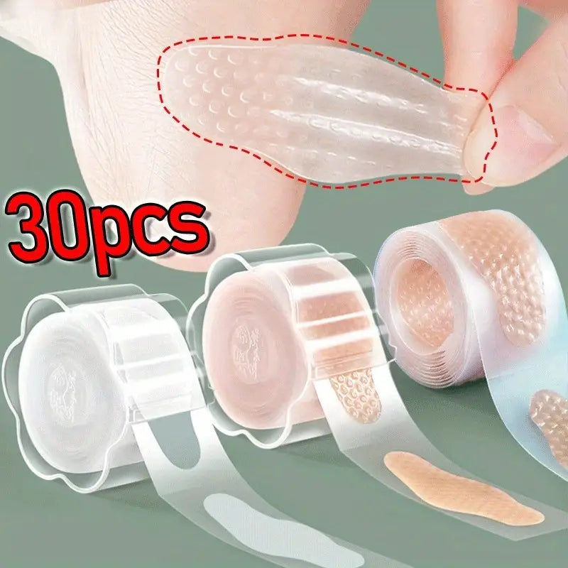 30-Pack Hydrocolloid Gel Blister Bandages - Waterproof Adhesive Foot Care Cushions for Heel Abrasion, Blisters, and Foot Wear - Pain Relief Pads with Insole Protection